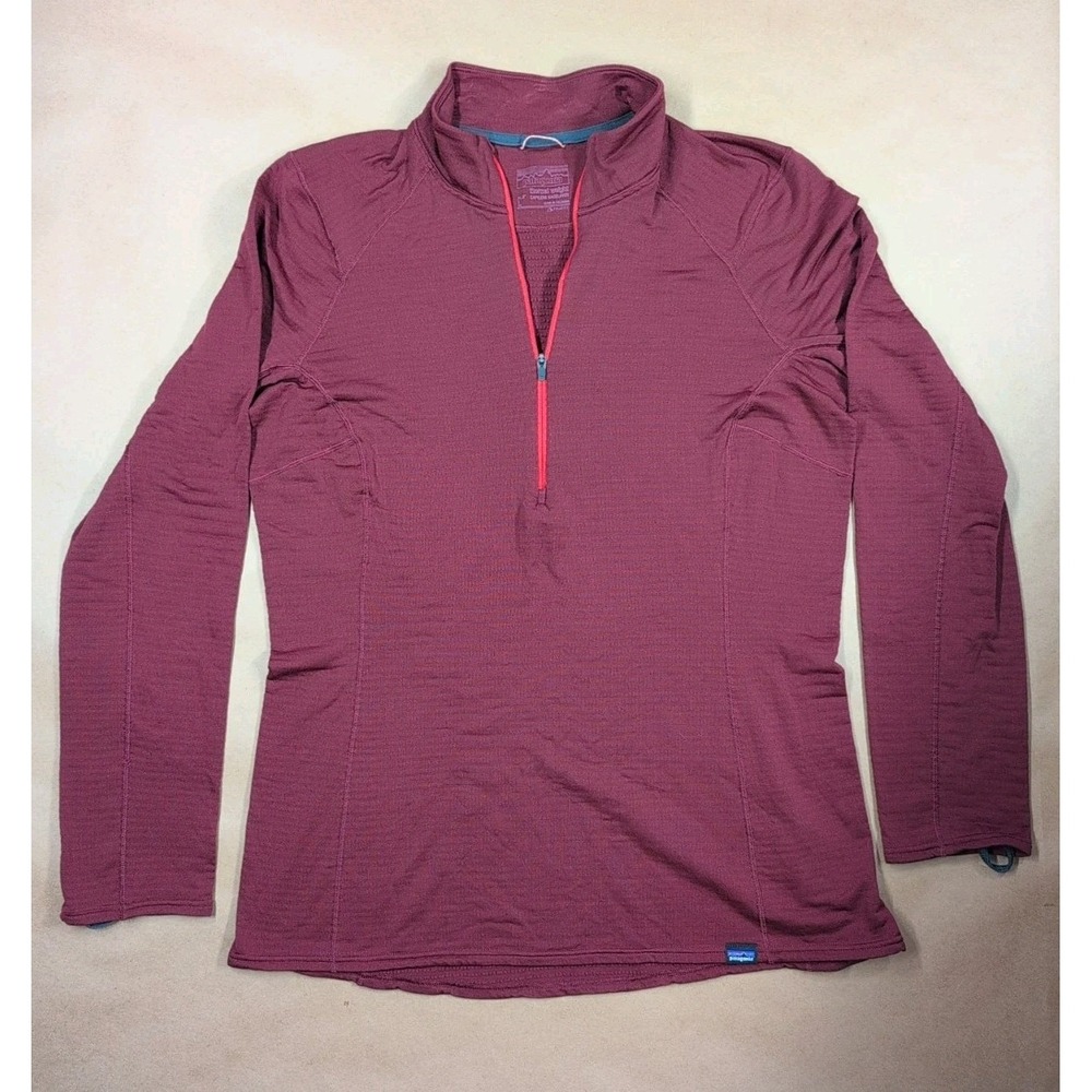 Patagonia Women's Large Capilene Thermal Baselayer Polaretec 1/4 Zip‎ Burgundy